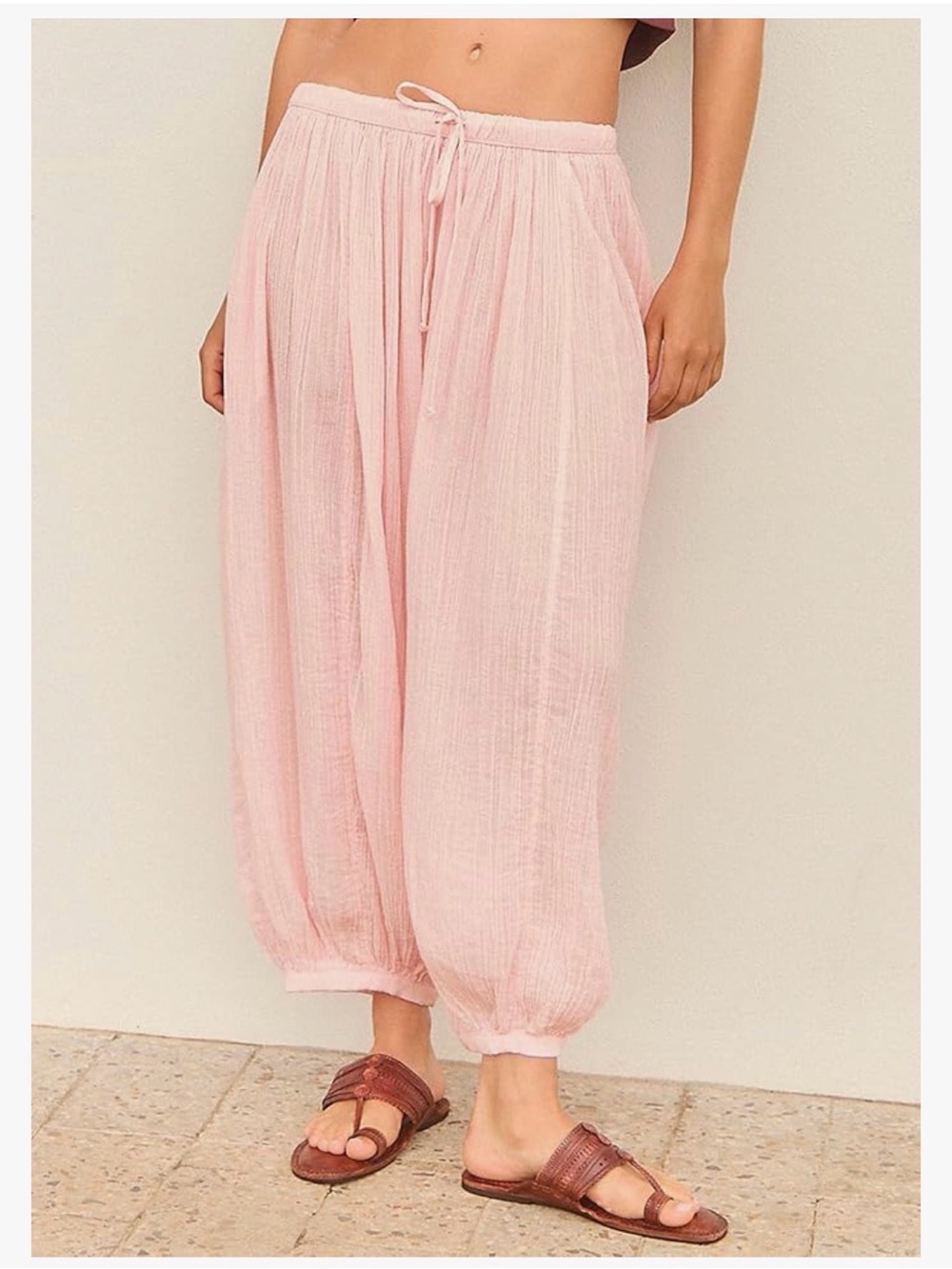 NWT SILKY LIKE Light Pink Relaxed Balloon Pants-S - Picture 5 of 16
